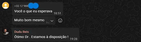 Mensagem de advogado: 'Você o que eu esperava. Muito bom mesmo'